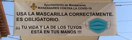 Pancarta 'Manzanares contra la COVID-19'