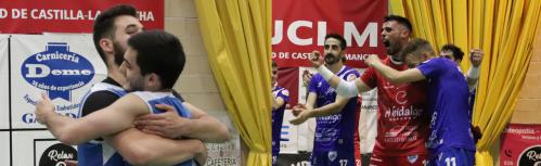 Jugadores del CB Manzanares y Manzanares FS celebrando sus victorias