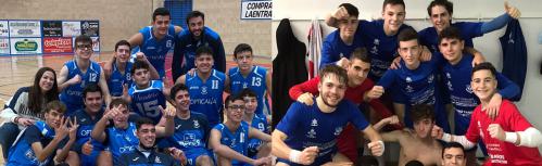 Jugadores juveniles del CB Manzanares y del Manzanares FS celebrando sus victoria del fin de semana