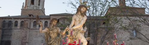 El Cristo en la Columna durante la procesión del Jueves Santo de 2022