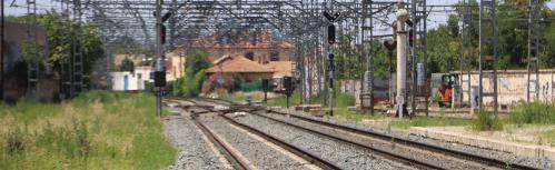 Vías en las que se realizan los trabajos a la entrada de la estación de Manzanares