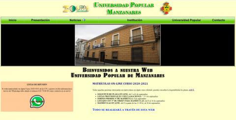 Página Web de la Universidad Popular de Manzanares