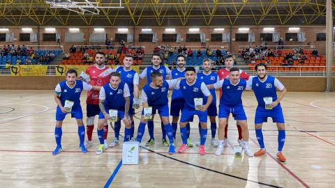 Jugadores del Manzanares FS Quesos El Hidalgo antes de disputar su amistoso frente al Jaén Paraíso Interior FS