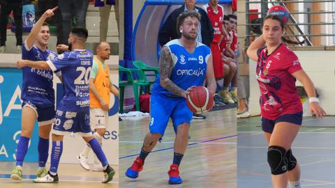 Daniel y Cortés (Manzanares FS), Ricky (CB Manzanares) y Nuria (Handball Manzanares)