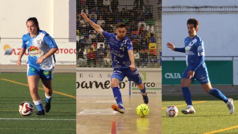 Alba (Tosfrit FF Manzanares), Javi Alonso (Quesos El Hidalgo Manzanares FS) y Carlos García (Manzanares CF)