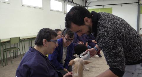 La perra Koba protagoniza las terapias caninas en el CADI de Manzanares