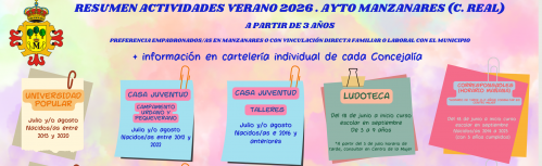 Actividades estivales 2026 Ayuntamiento de Manzanares