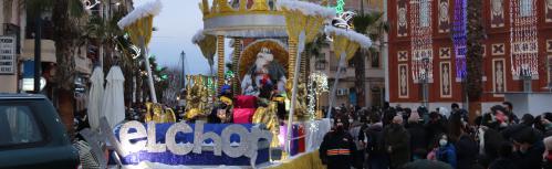 Carroza del rey Melchor en la cabalgata de 2022
