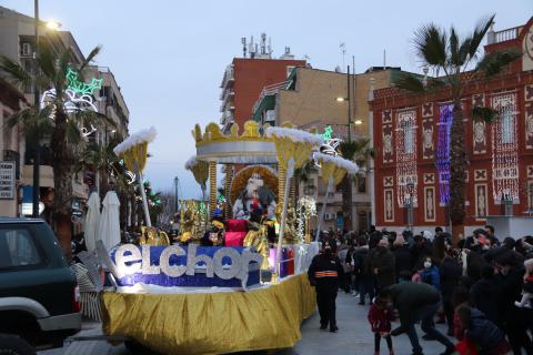 Carroza del rey Melchor en la cabalgata de 2022