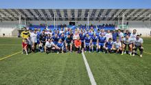 Foto junto a los equipos de veteranos de Villarta y Manzanares